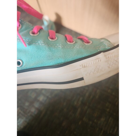 Converse All Star Chuck Taylors Seafoam Green Hi Tops w/ Pink Laces M 11 W 13 - Picture 8 of 12